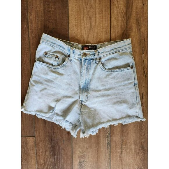 Vintage Distressed High Rise Cut‎ Off Denim Jean Shorts - Picture 1 of 6